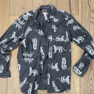 Cat & Jack Black Tiger Print Button Down Shirt